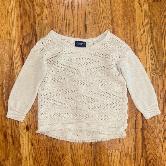 American Eagle Outfitters Sweaters - American Eagle 100% Cotton Beige Woven Knit Sweater XS